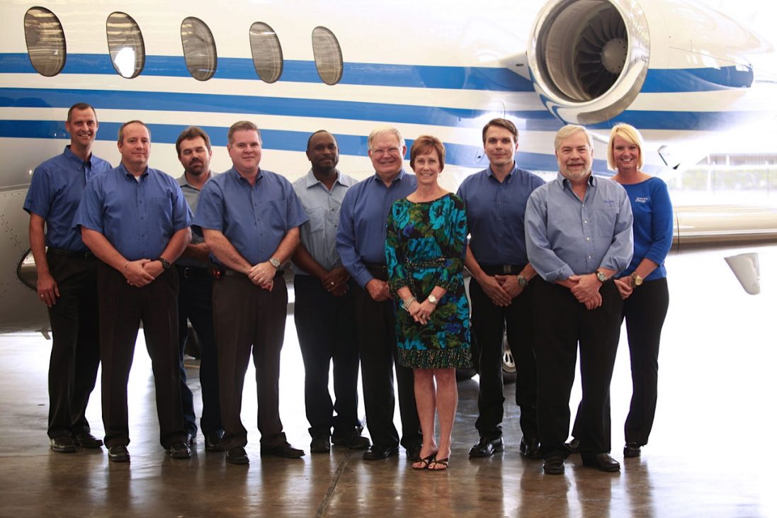 The Spectra Energy Aviation Team (left to right): Lance Raun, Walter Hermis, Bryan Cochran, Jorge Rodriguiz, Odis Brown, Terry Brown, Vickie Ballard, Ingar Mors, Dennis Coty and Natalie Santos.