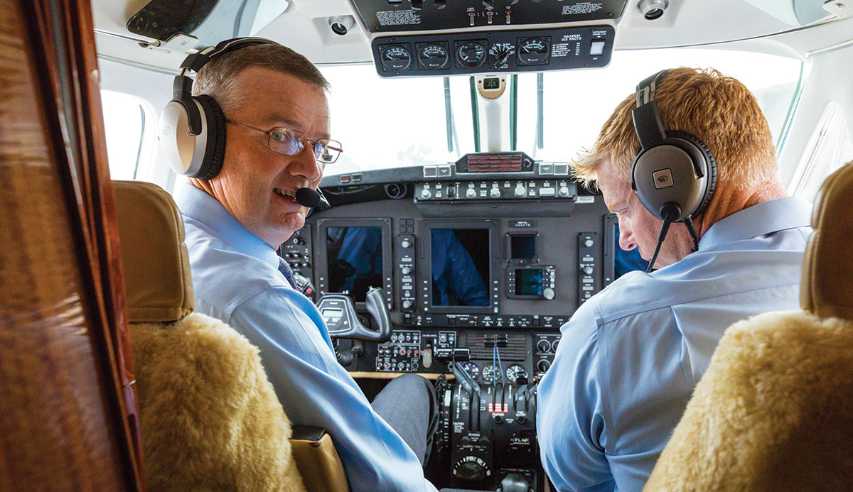 pilot and co-pilot at controls