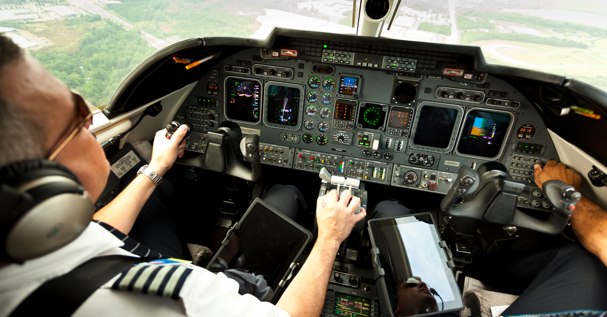 pilot at controls