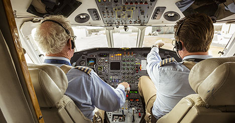 2 pilots at controls