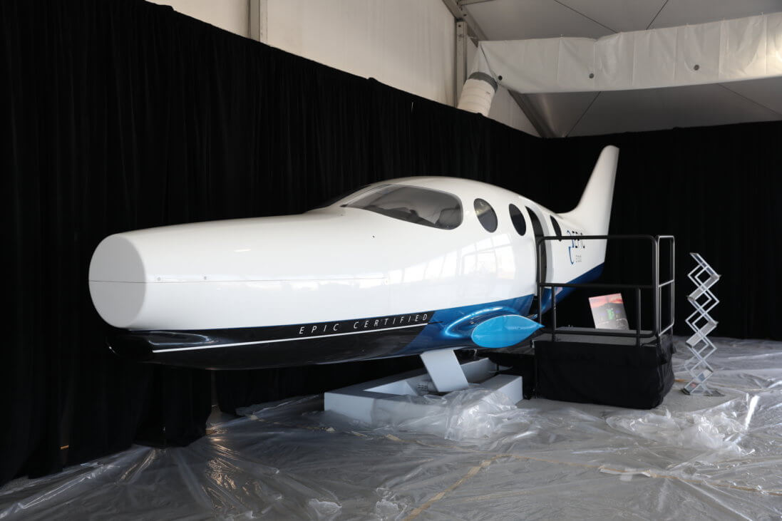 Epic E1000 cabin mock-up exhibited by Epic Aircraft, LLC
