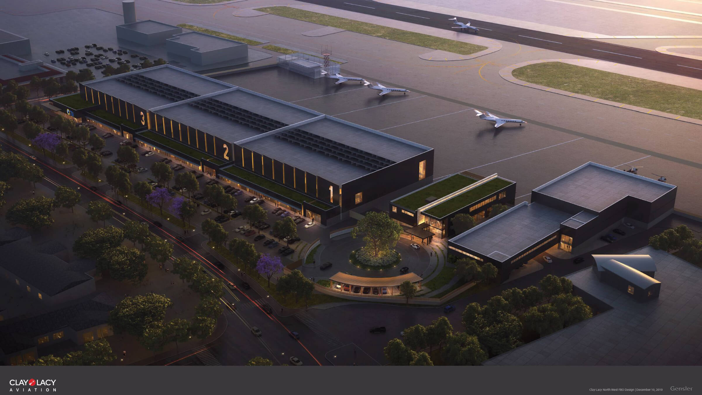 Rendering of planned Clay Lacy facility at John Wayne Airport, Orange County