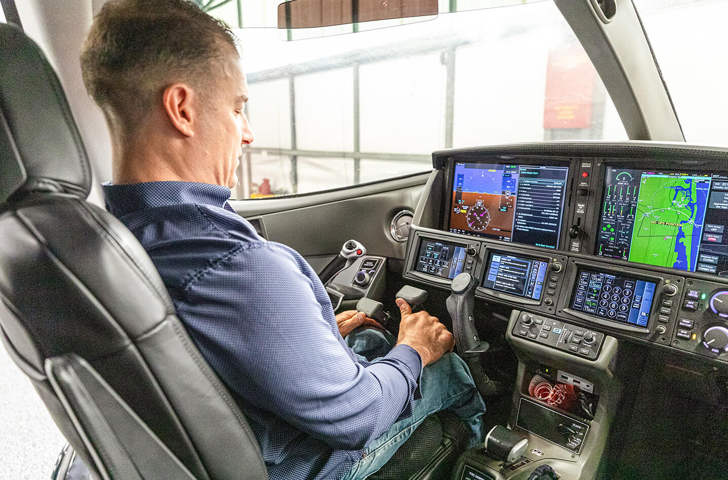 CEO Clayton Smeltz designed custom hand controls for his Vision Jet