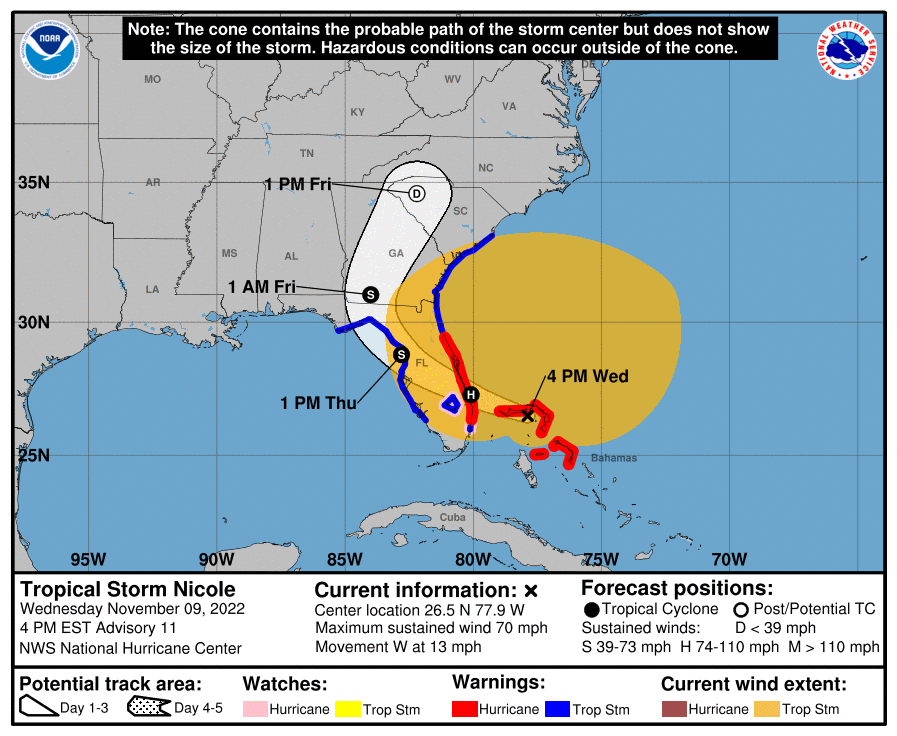 Tropical Storm Nicole, Advisory #11