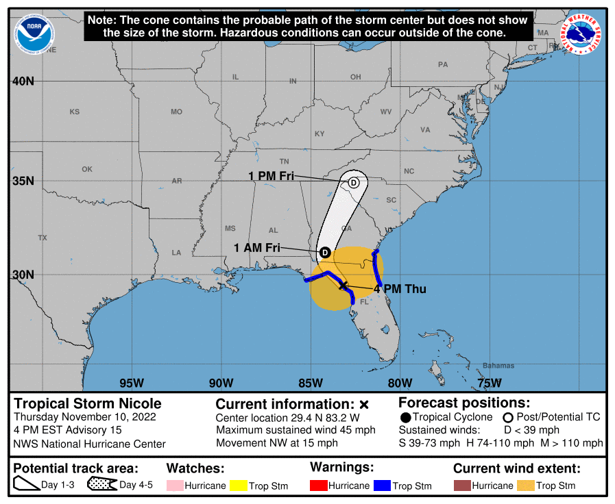 Tropical Storm Nicole, Advisory #15