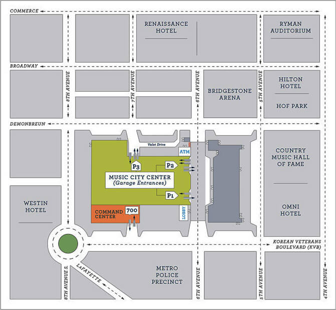 Music City Center Parking Map