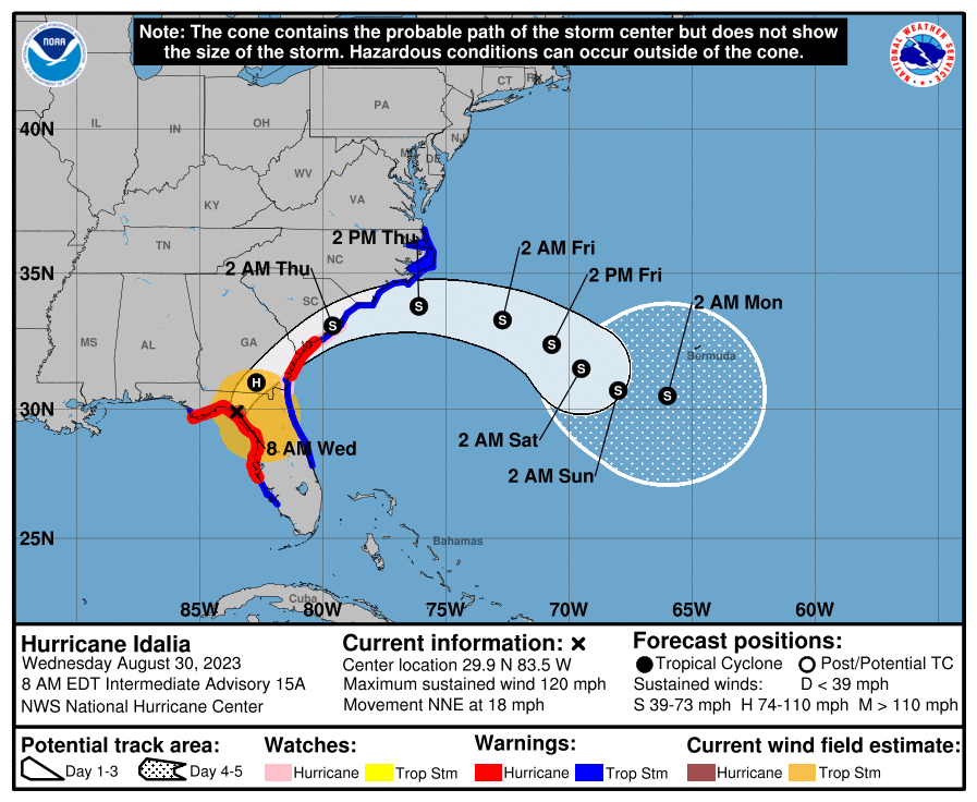 Hurricane Idalia, NHC Advisory - 8/30/2023 - 1200z