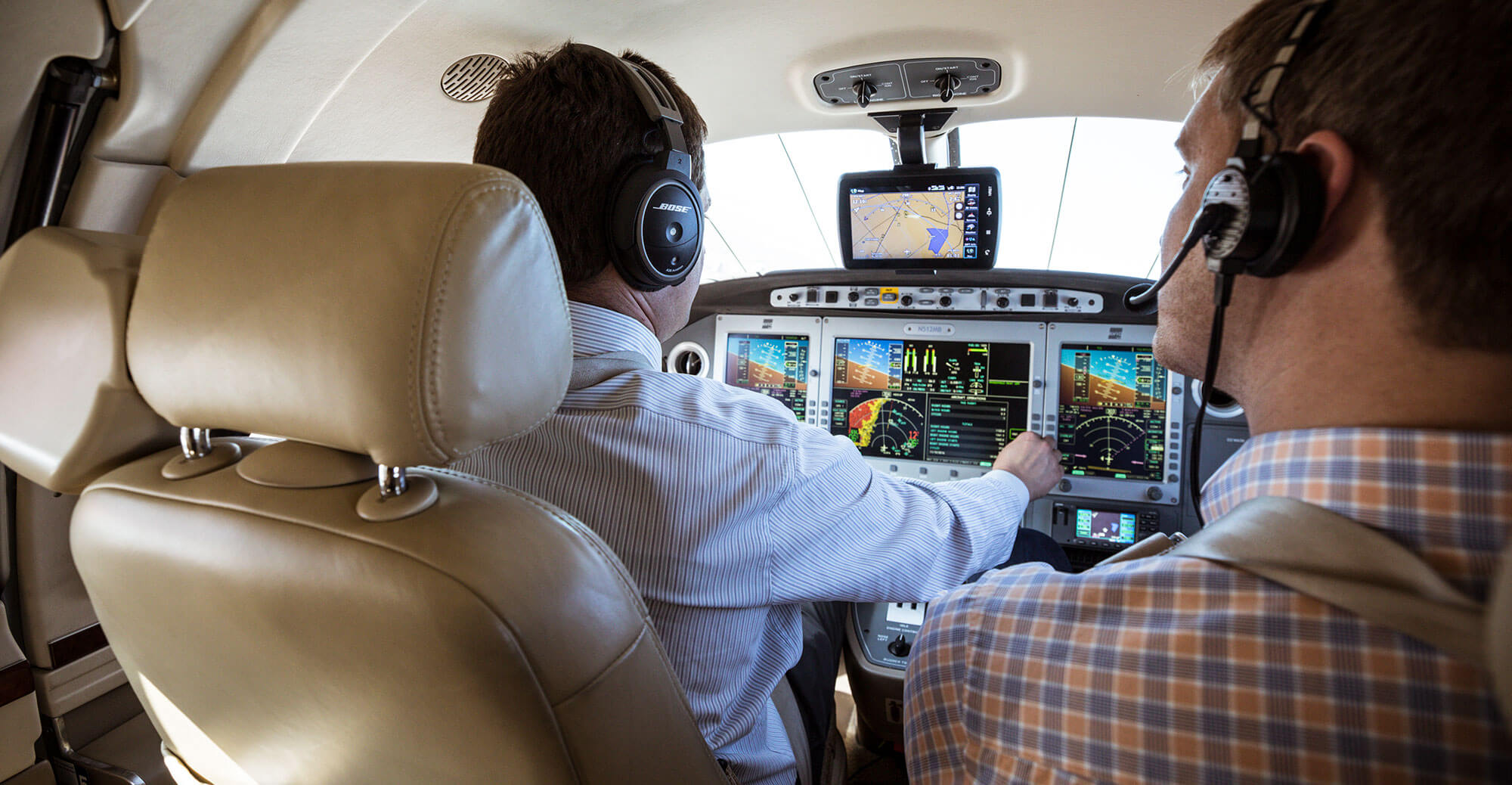 pilot at controls